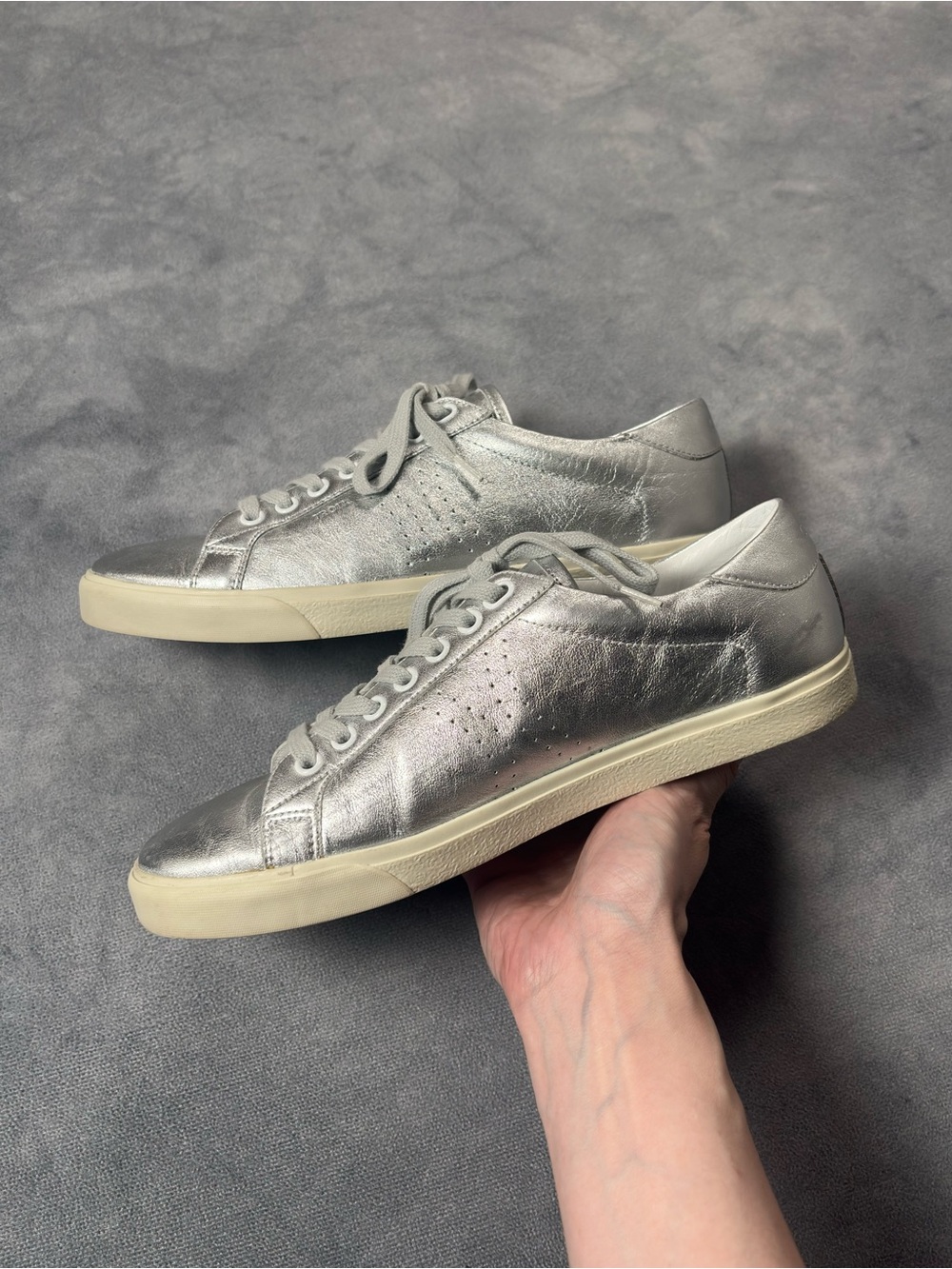 Celine by Hedi Slimane Triomphe TR01L Silver Logo Leather Low Top Sneakers